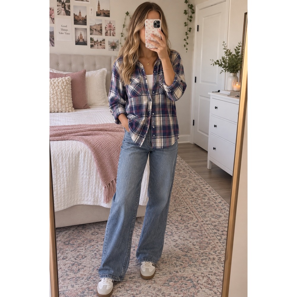 Rails Purple Plaid Shirt Women's Small Button Up Top